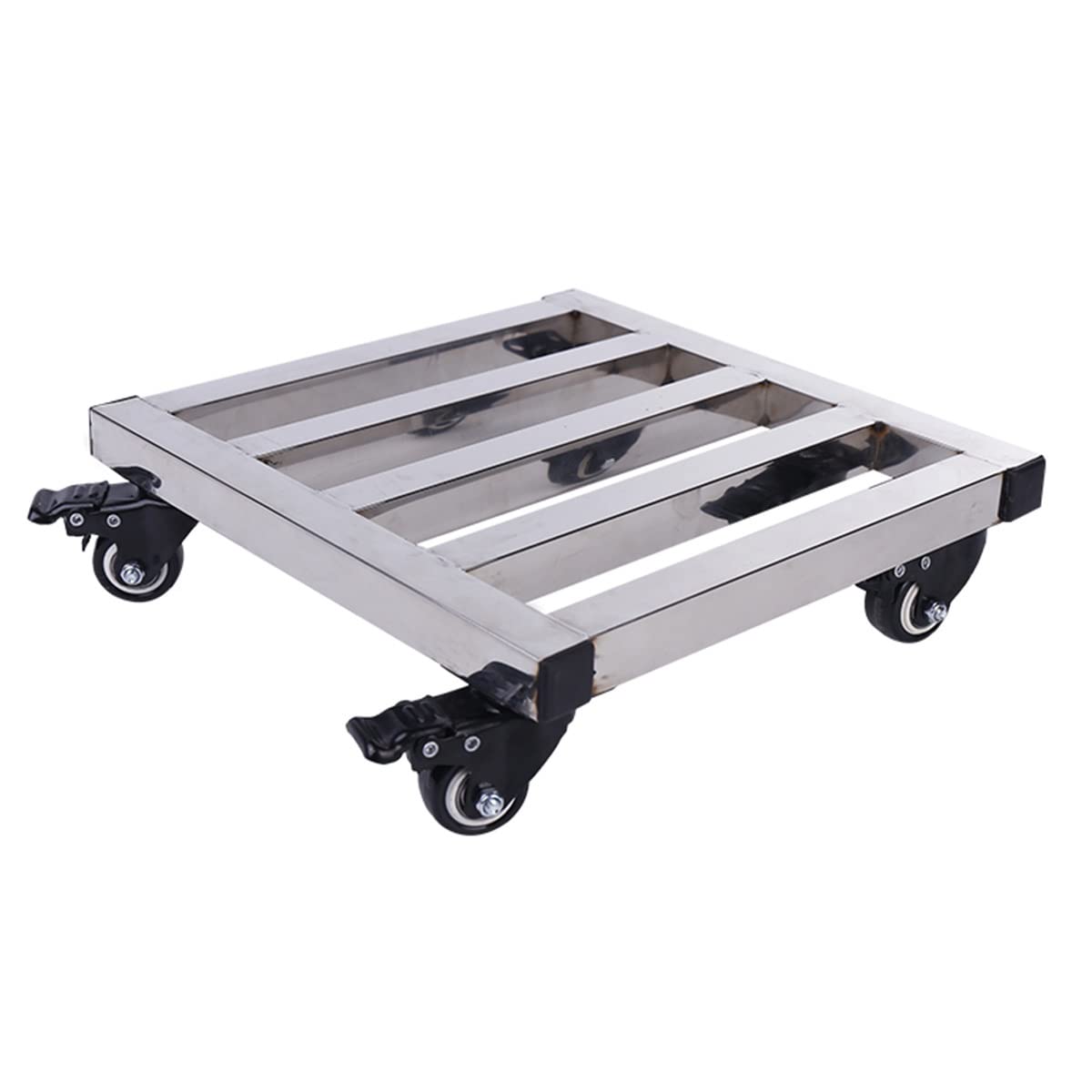 Stainless Steel Rolling Plant Caddy with Brake - 12In/16In/20In Wheeled Plant Stand for Indoor & Outdoor Use - Heavy Duty 150Kg Capacity (50x50cm) - Perfect for Home, Garden, Balcony, Greenhouse & Nursery Plant Care