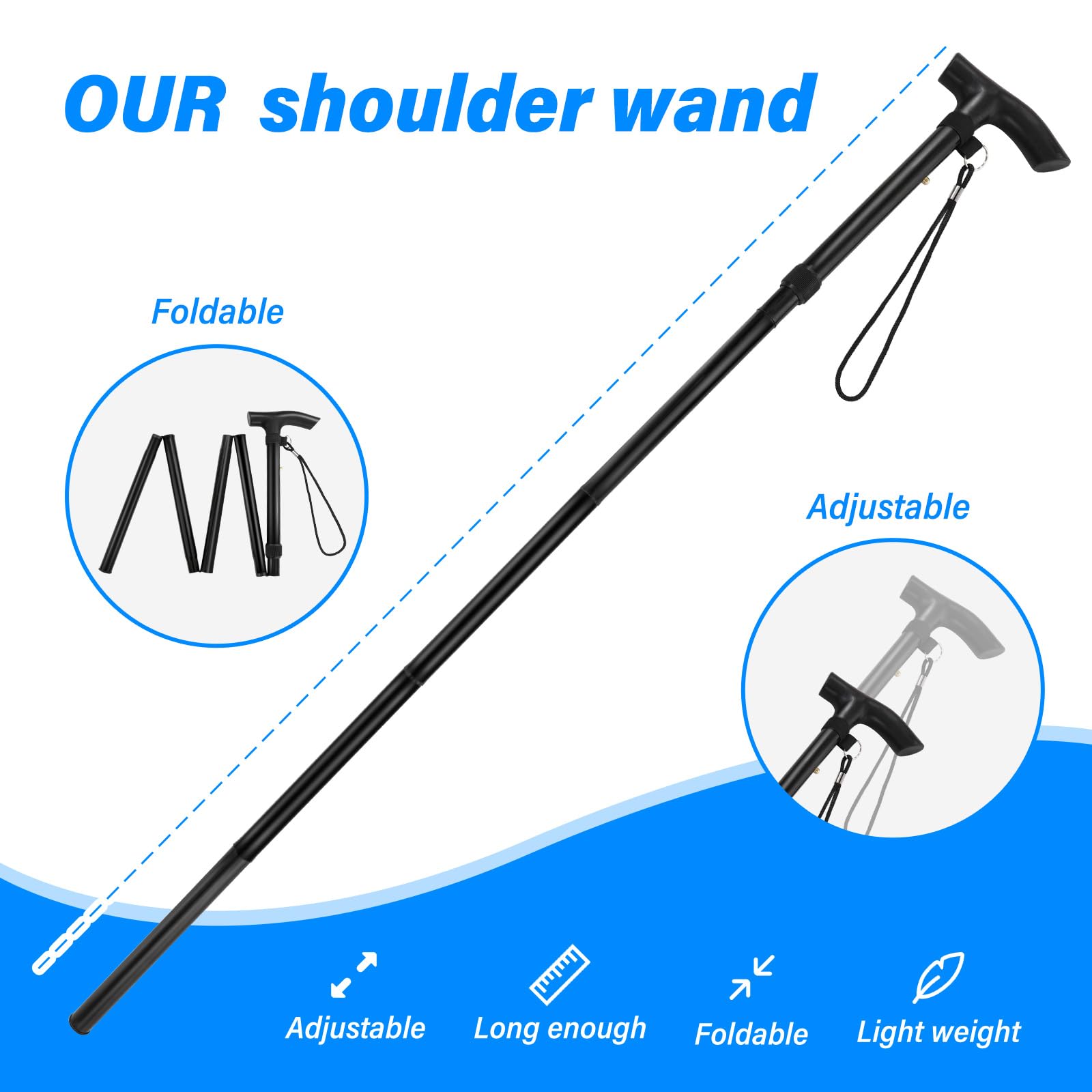 Foldable Shoulder Wand for Physical Therapy & Rotator Cuff Rehab - Lightweight & Portable Stretching Tool - Rotator Cuff Exercises & Shoulder Pain Relief - Perfect for Home, Gym & Post-Surgery Recovery