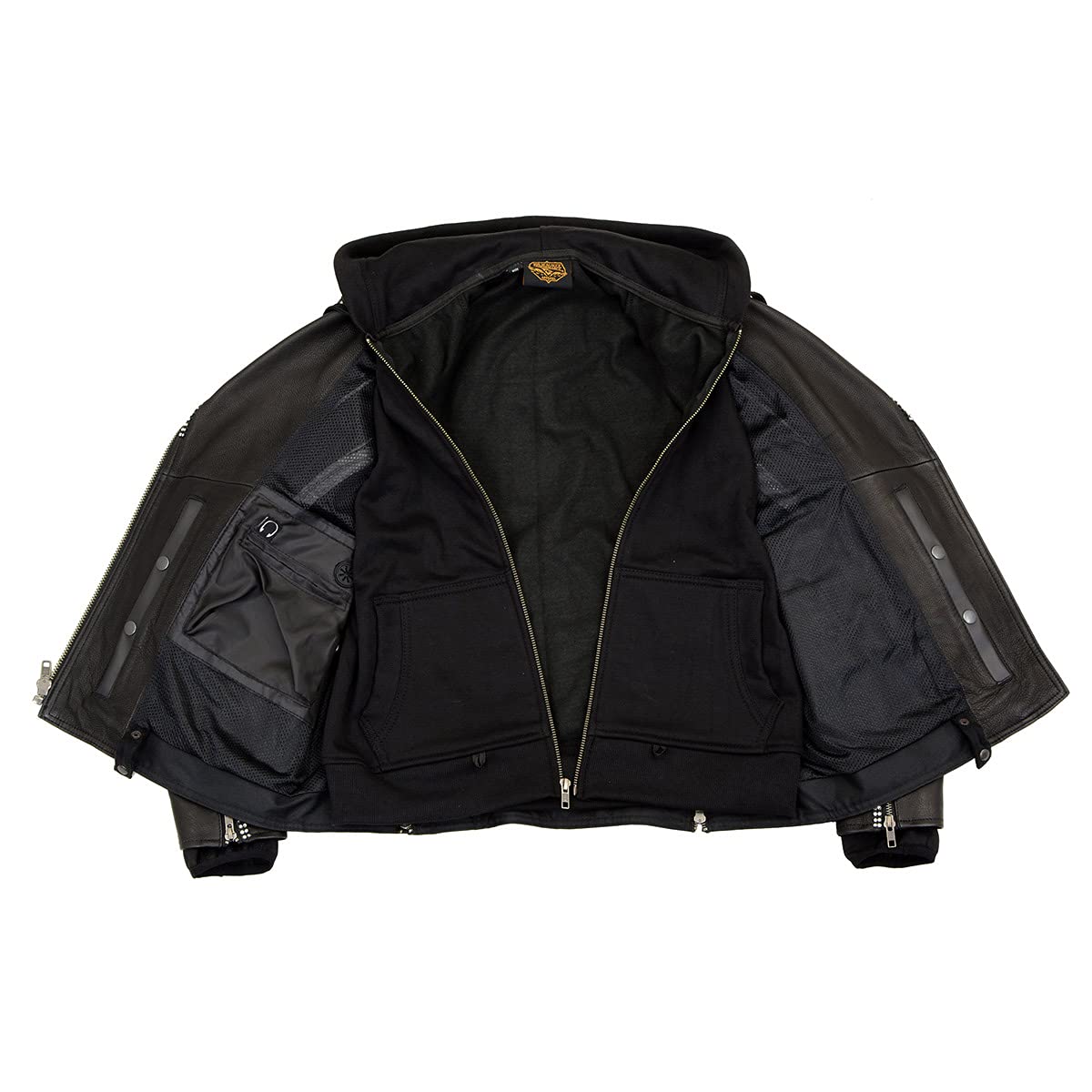 Milwaukee Leather MLL2503 Women's Black Bedazzled Leather Moto Jacket with Hood - Stylish Biker Jacket for Riding & Fashion Outfits