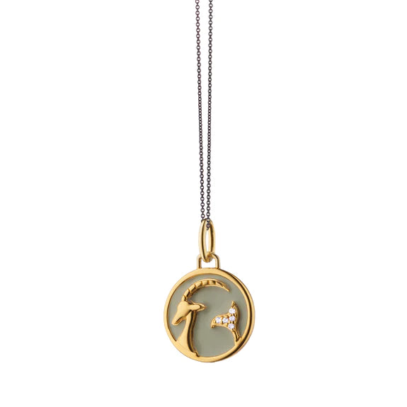 Mini Capricorn Enamel Vermeil Charm - Zodiac Jewelry for Women, Sterling Silver Pendant Necklace - Perfect for Birthday Gifts, Daily Wear & Special Occasions