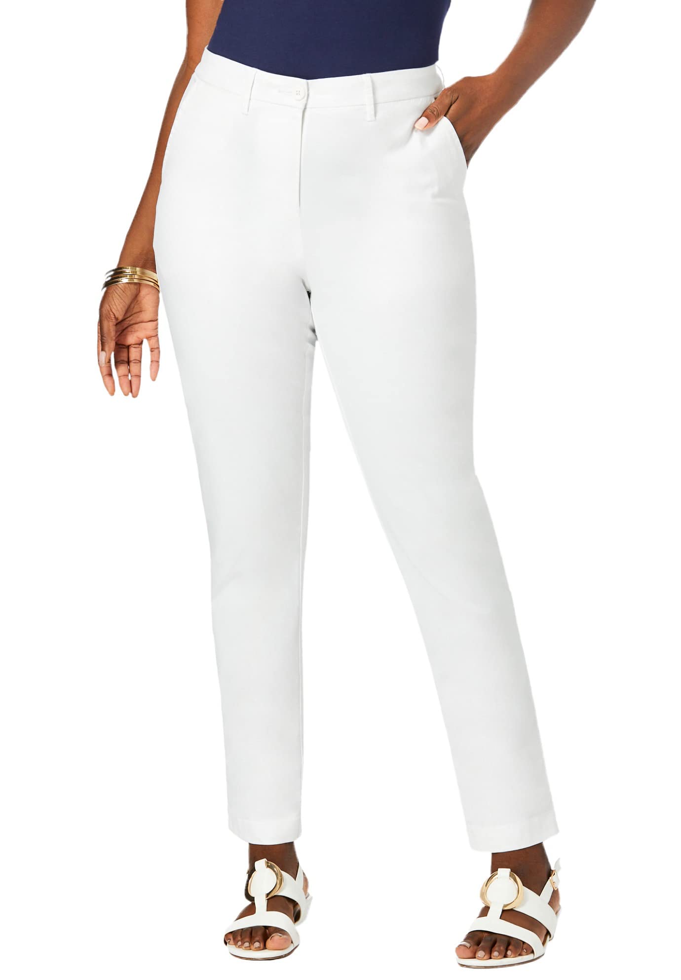 Jessica London Plus Size Straight Leg Chino Pants for Women - Office & Casual Wear