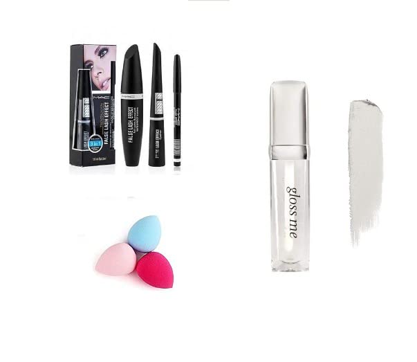 Aabhir Traders Gloss Me Lip Gloss - Lightweight, Non-Sticky, Hydrating Lip Gloss with 3-in-1 Eyeliner, Mascara & Black Kajal Set for Women | Perfect for Daily Makeup, Parties & Special Occasions