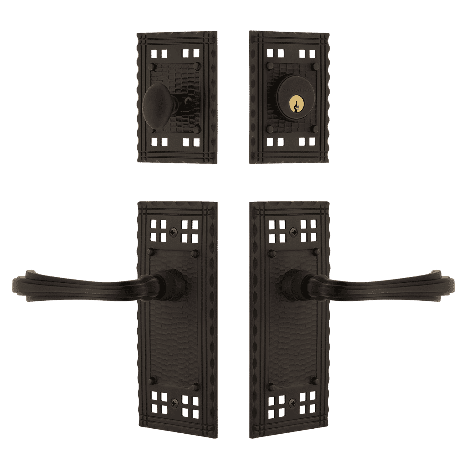 Craftsman Oil Rubbed Bronze Fleur Lever Entry Door Handle Set - Durable & Stylish Front Door Hardware for Home Security & Curb Appeal