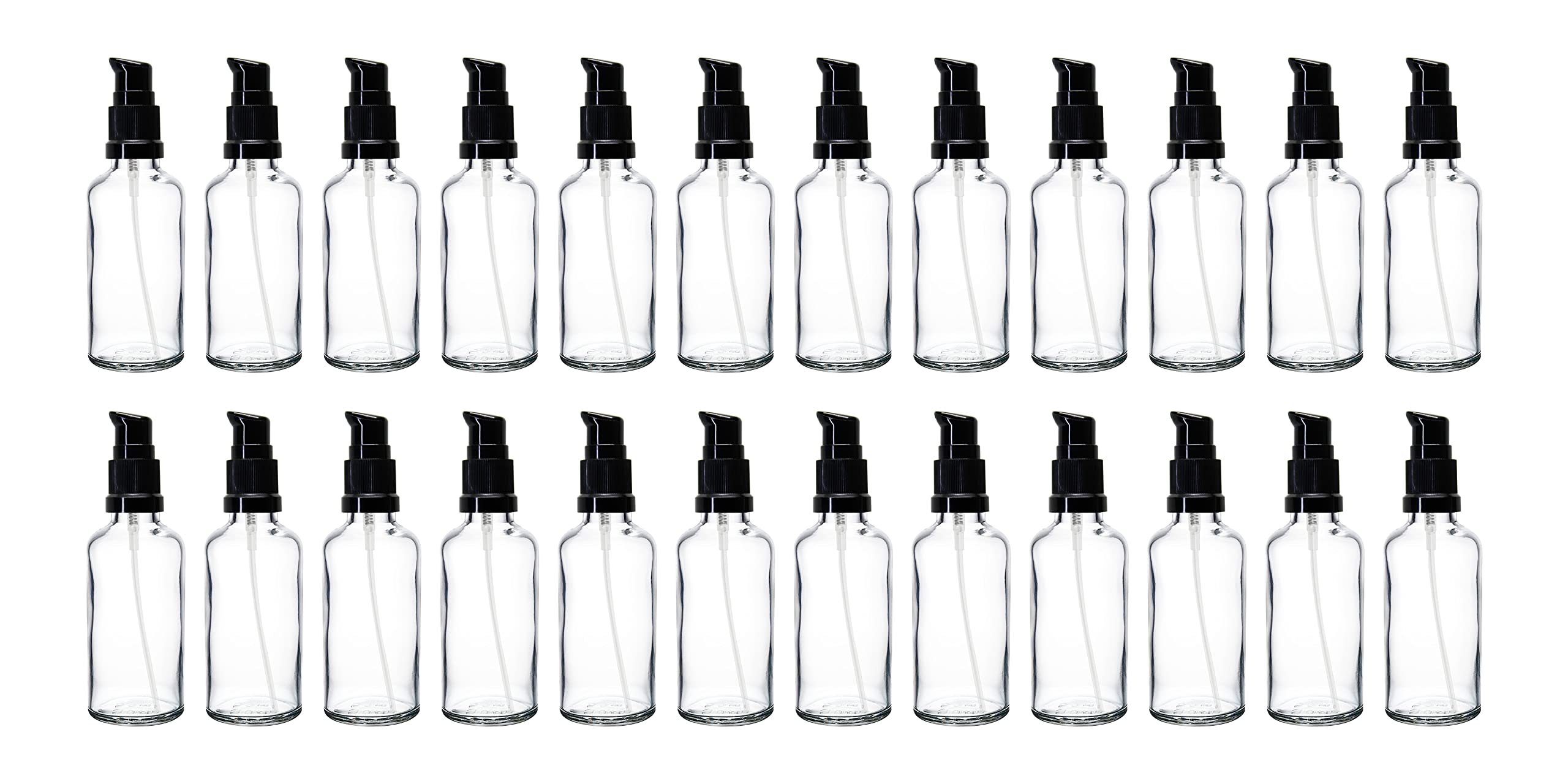NSB Herbals 50ml Clear Round Empty Glass Bottle with Lotion Pump & Black Cap - Essential Oil Bottles, DIY Skin Care, Cosmetic Containers (Pack of 3) | Perfect for Aromatherapy, Homemade Serums & Travel-Sized Beauty Products