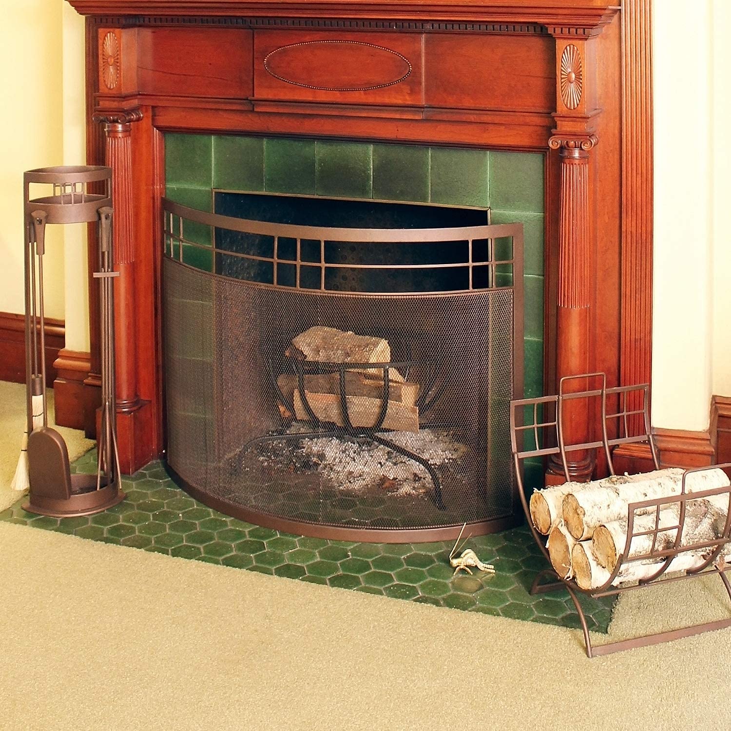 5-Piece Decorative Fireplace Tool Set - Handcrafted Iron Fireplace Accessories for Home & Hearth - Perfect for Living Room, Patio, and Outdoor Fire Pits