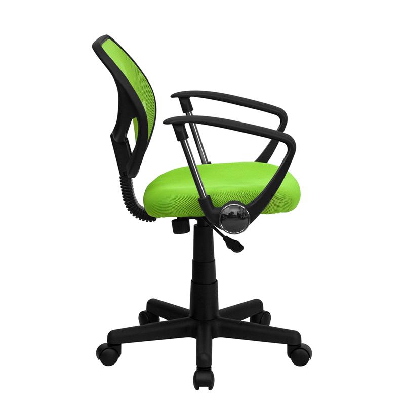 FLASH Neri Kids Low Back Black Mesh Swivel Task Office Chair with Curved Square Back and Arms - Ergonomic Study Chair for Children, Perfect for Homework, Online Classes & Gaming Desks