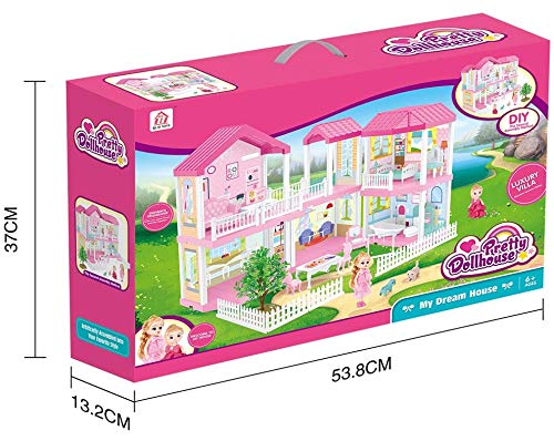 FIXSON 5-Room Dollhouse Dream House with Furniture Accessories - DIY Pretend Play Toy for Girls Ages 3-7 | Perfect for Imaginative Play, Birthday Gifts & Preschool Learning