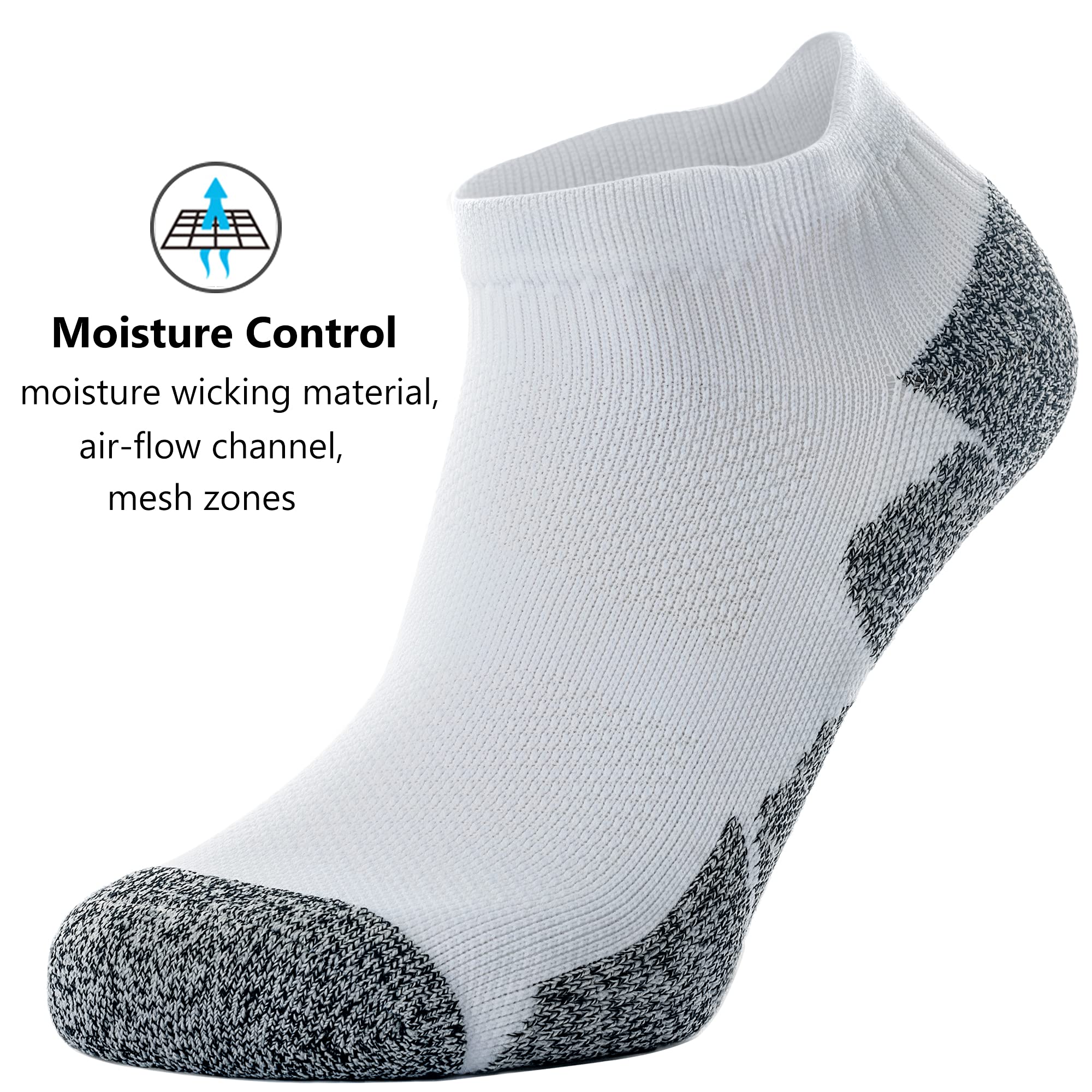 CWVLC Unisex Cushioned Compression Athletic Ankle Socks 6-Pack - Breathable Workout Socks for Running, Gym & Sports Performance