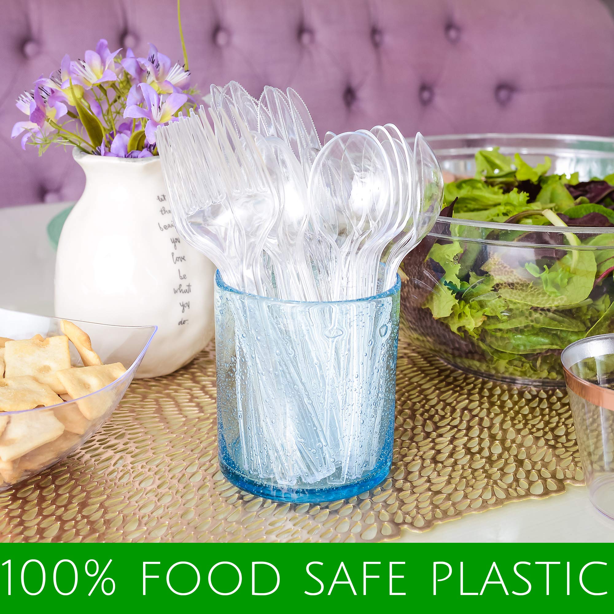 Premium Heavyweight Clear Plastic Cutlery Set - 100 Count Disposable Soup Spoons | Durable Disposable Utensils for Parties, Catering & Outdoor Events