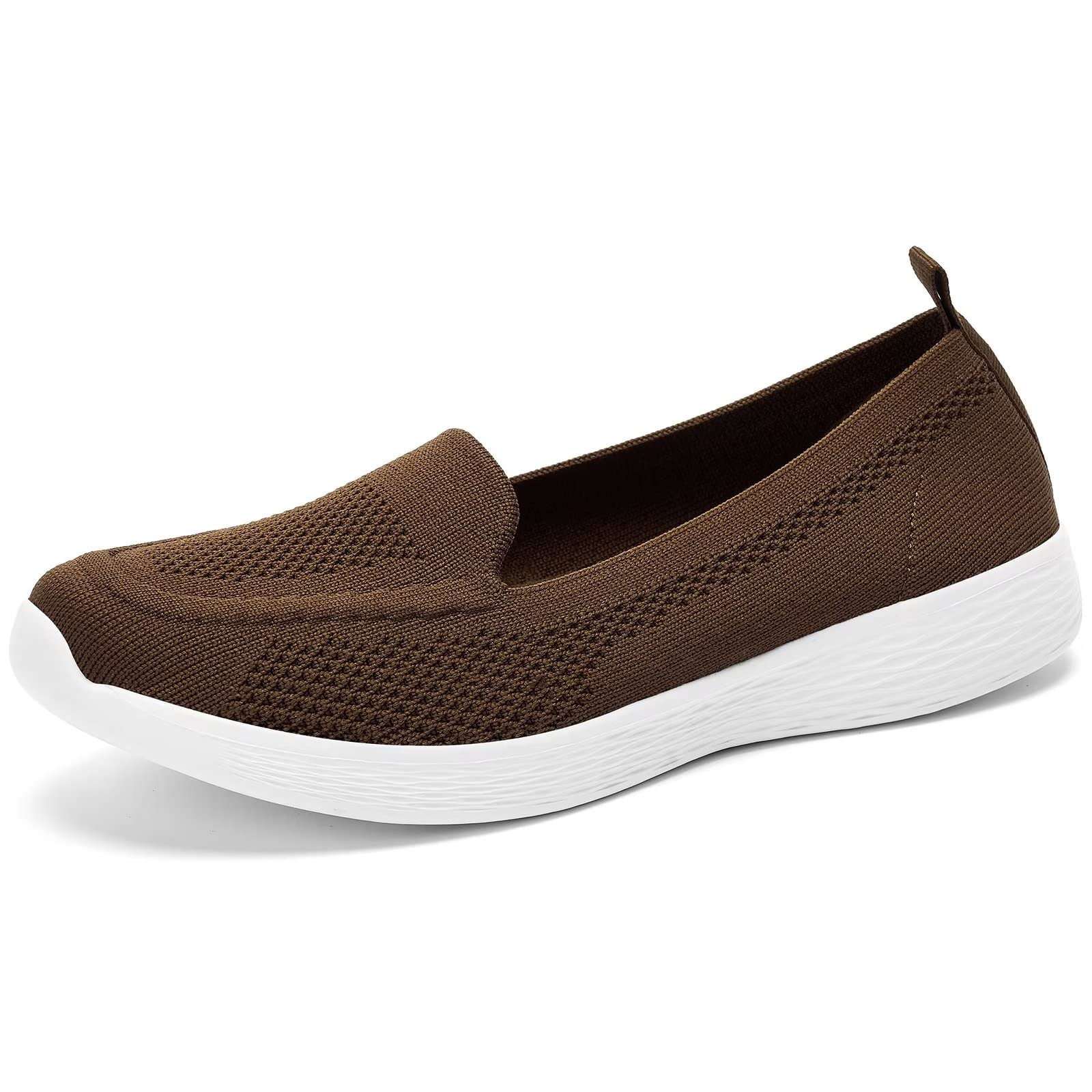 Wryweir Women's Slip On Flat Shoes - Comfortable Knit Loafers for Nurses & Walking - Lightweight Breathable Sneakers for Work, Travel & Casual Wear