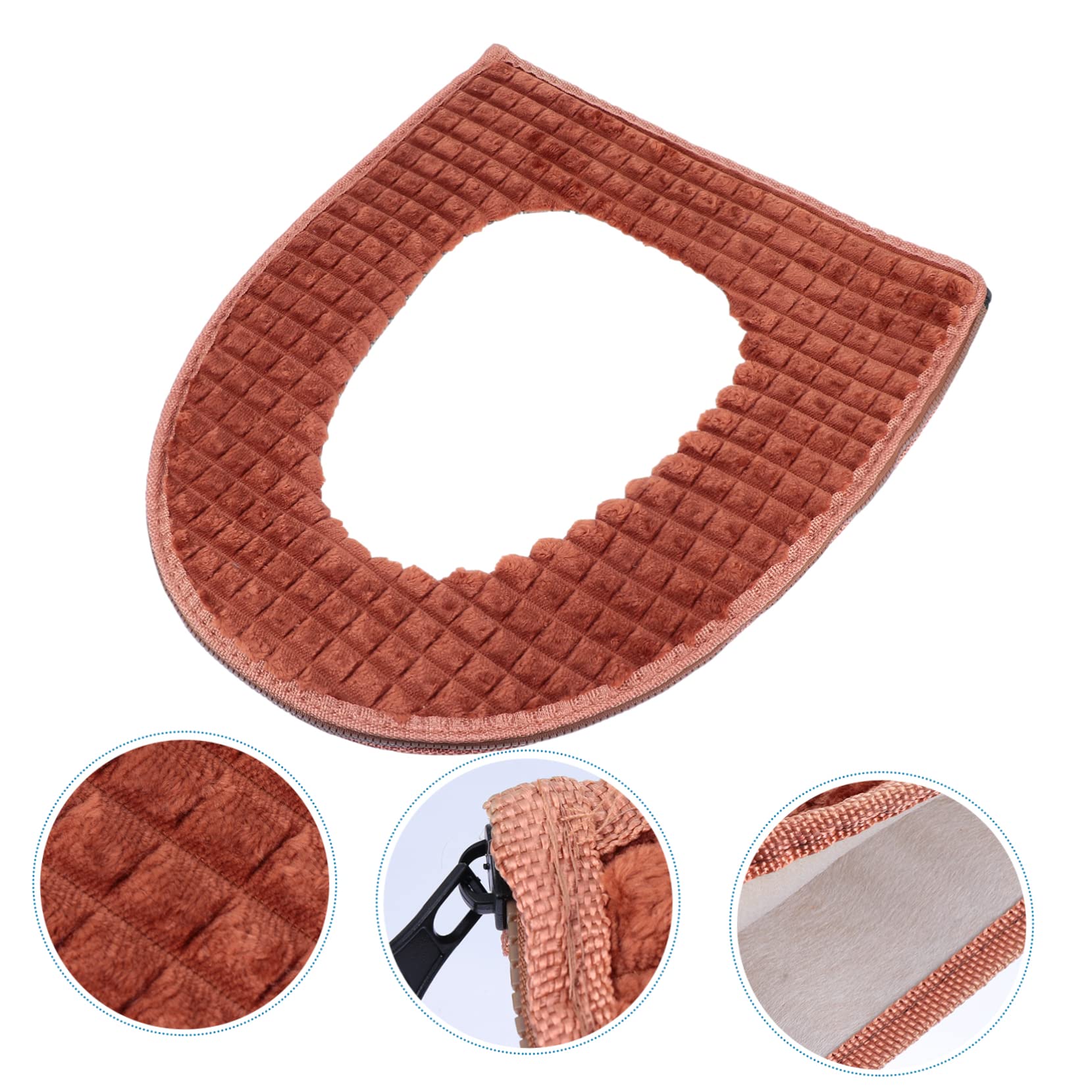EXCEART Heated Toilet Seat Cover - Soft Flannel Warmer Pad with Zipper for Elongated Toilet | Winter Bathroom Comfort | Home & RV Use