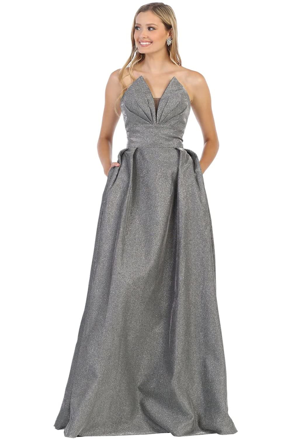 Elegant Long Silver Prom Dress - Sleeveless Sparkly Evening Gown for Homecoming, Formal Dances & Special Occasions