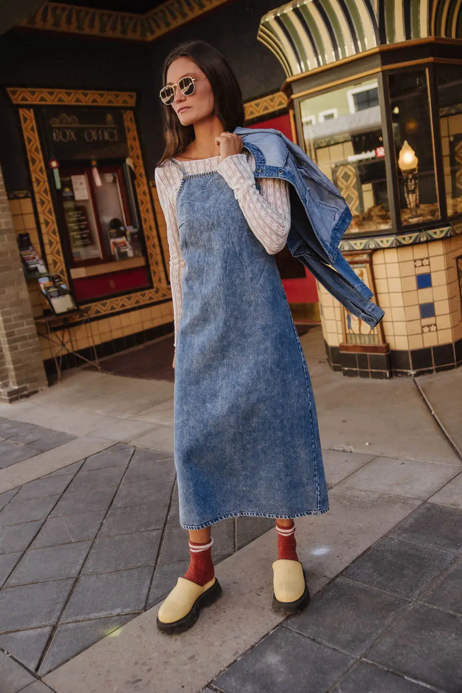 Marisol Denim Midi Dress for Women - Vintage Blue Denim A-Line Skirt Dress | Perfect for Casual Outings, Date Nights & Summer Vacations