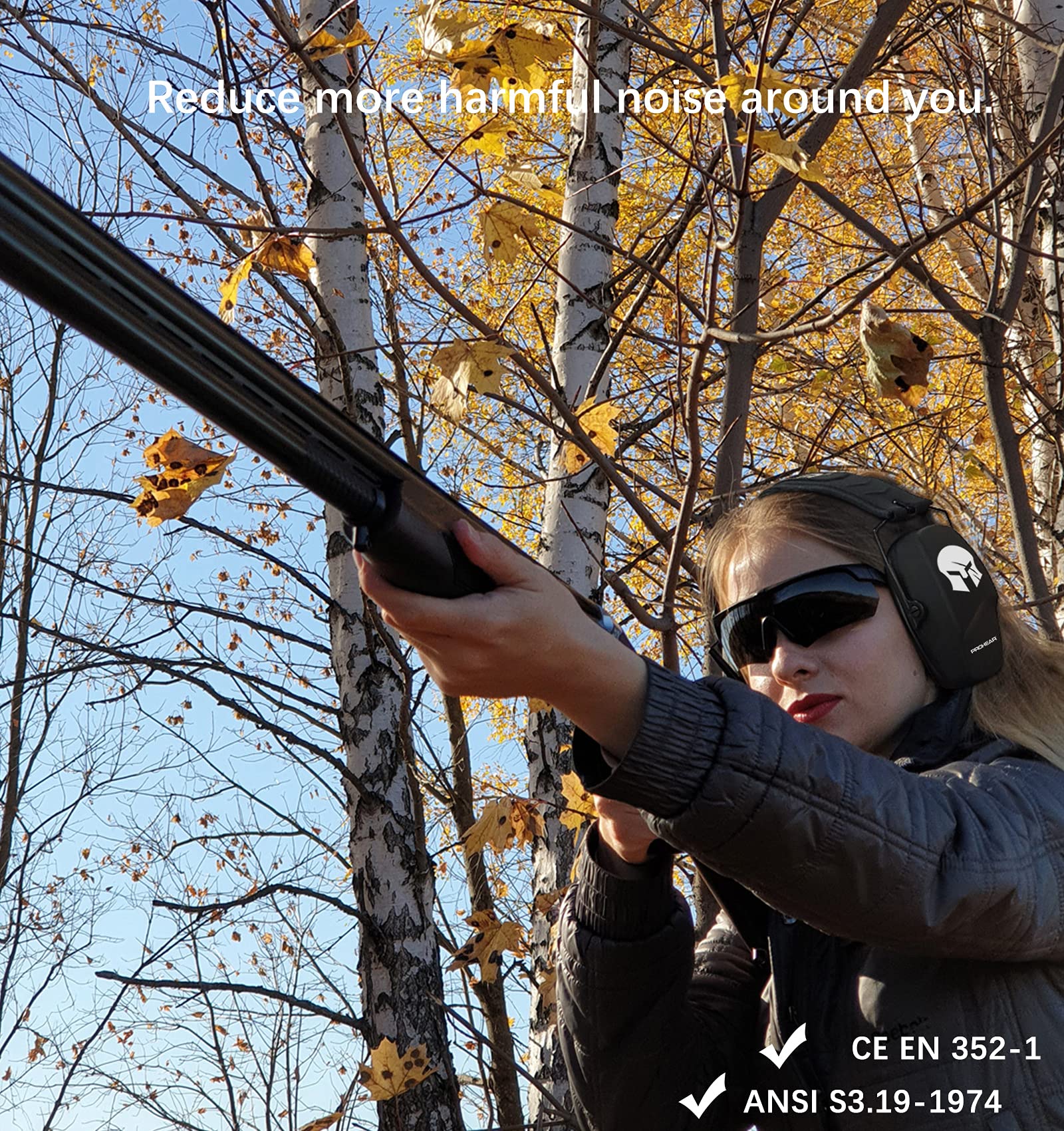 PROHEAR 016 NRR 26dB Shooting Earmuffs - Noise Reduction Safety Ear Protection for Gun Range, Hunting & Outdoor Sports | Slim Foldable Design with Low-Profile Earcups | Perfect for Shooting Practice, Hunting Trips & Loud Machinery Work