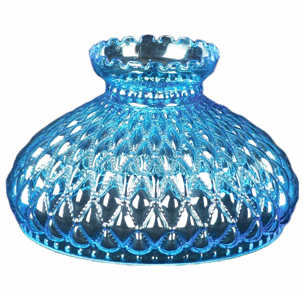 Lehman's 10 Inch Blue Diamond Quilted Oil Lamp Shade - Vintage Style Glass Chimney for Kerosene Lamps, Home Decor & Emergency Lighting