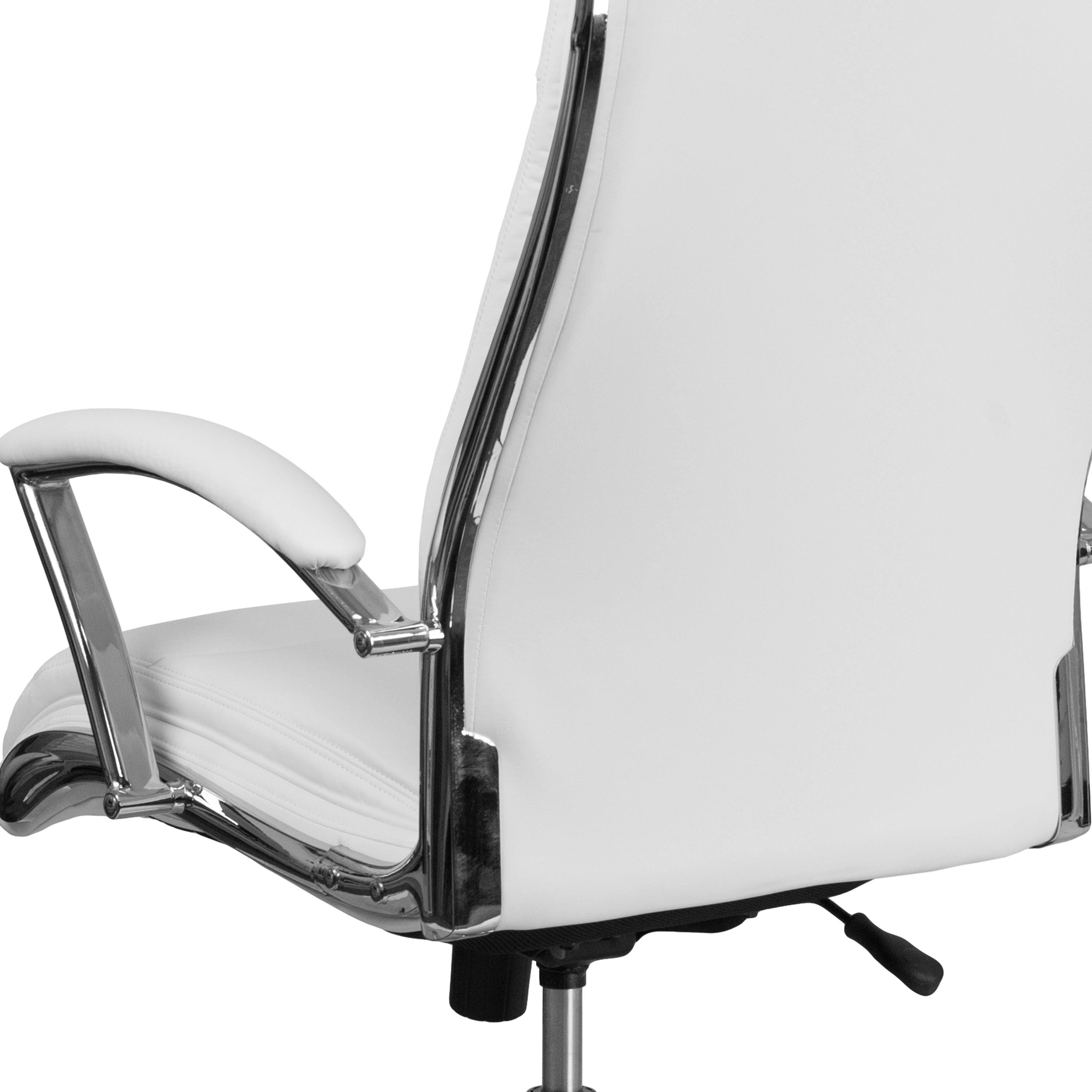 Premium Rebecca High Back Executive Office Chair - White LeatherSoft Upholstery, Chrome Base & Arms - Ergonomic Swivel Desk Chair for Home Office, Conference Rooms & Professional Workspaces