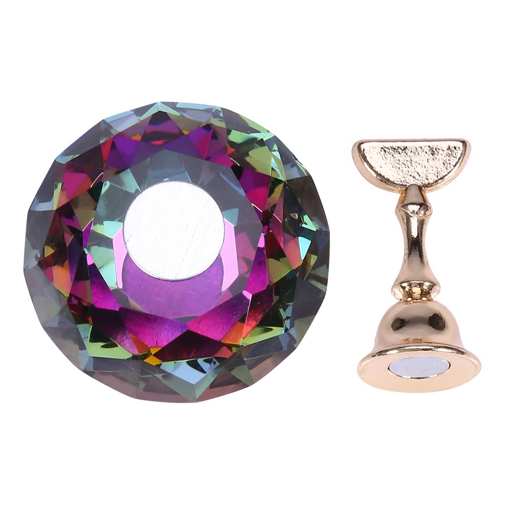 Premium Magnetic Nail Tip Stand Holder - Alloy Nail Art Display Base for Manicure Practice & Nail Design (Colorful Diamond Crystal) | Perfect for Salon Professionals, DIY Nail Artists & Beauty Training