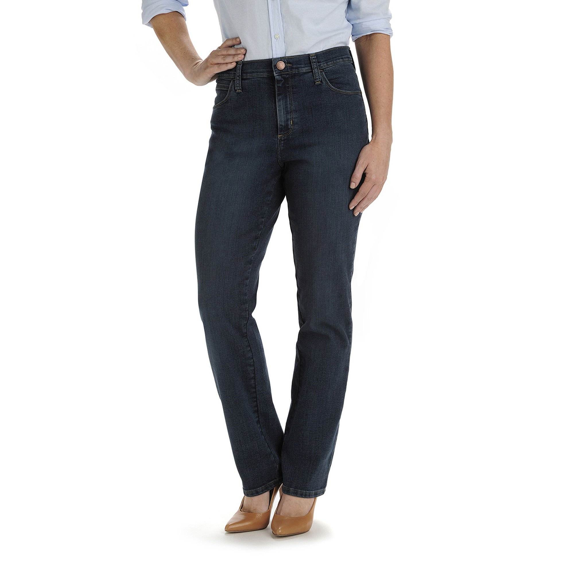 Lee Women's Relaxed Fit Straight Leg Jean - Comfortable Stretch Denim Pants for Casual Wear, Work & Everyday Outfits | Classic Blue Jeans with Mid Rise Waist