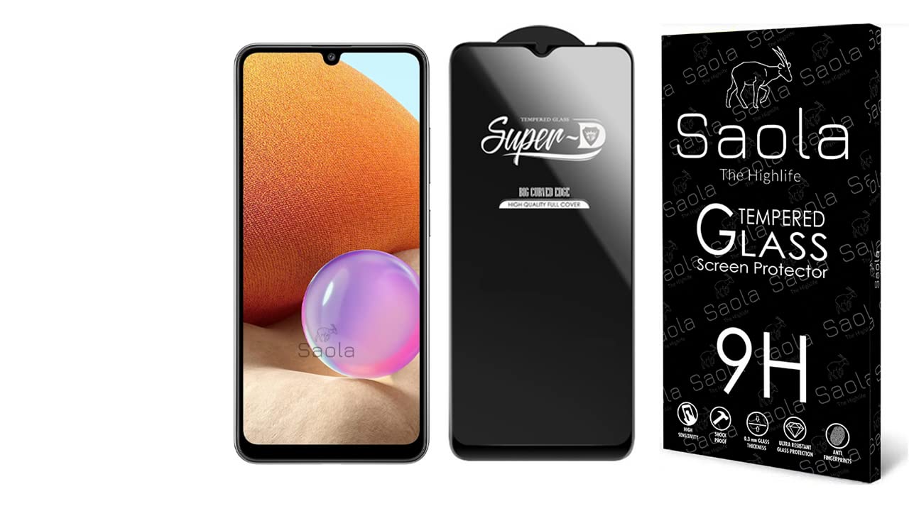 Premium Saola HD+ Oleophobic Tempered Glass Screen Protector for Samsung Galaxy A32 4G (6.4 Inch) - Anti-Scratch, Bubble-Free, Full Coverage with Easy Installation Kit - Perfect for Daily Protection & Gaming