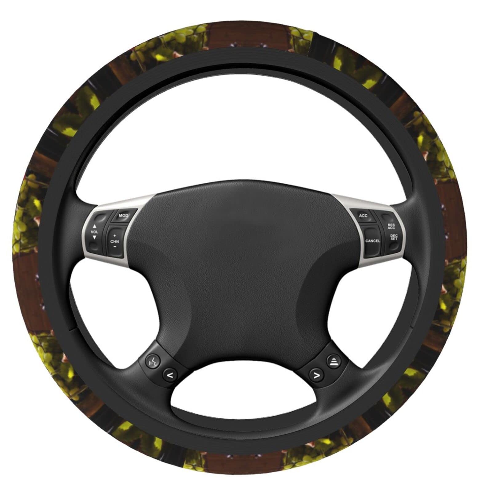 French Car Steering Wheel Cover - 15 Inch Universal Anti-Slip Neoprene Cover for Women & Men - Cute Auto Accessory for SUV & Cars - Perfect for Wine Lovers & Long Drives