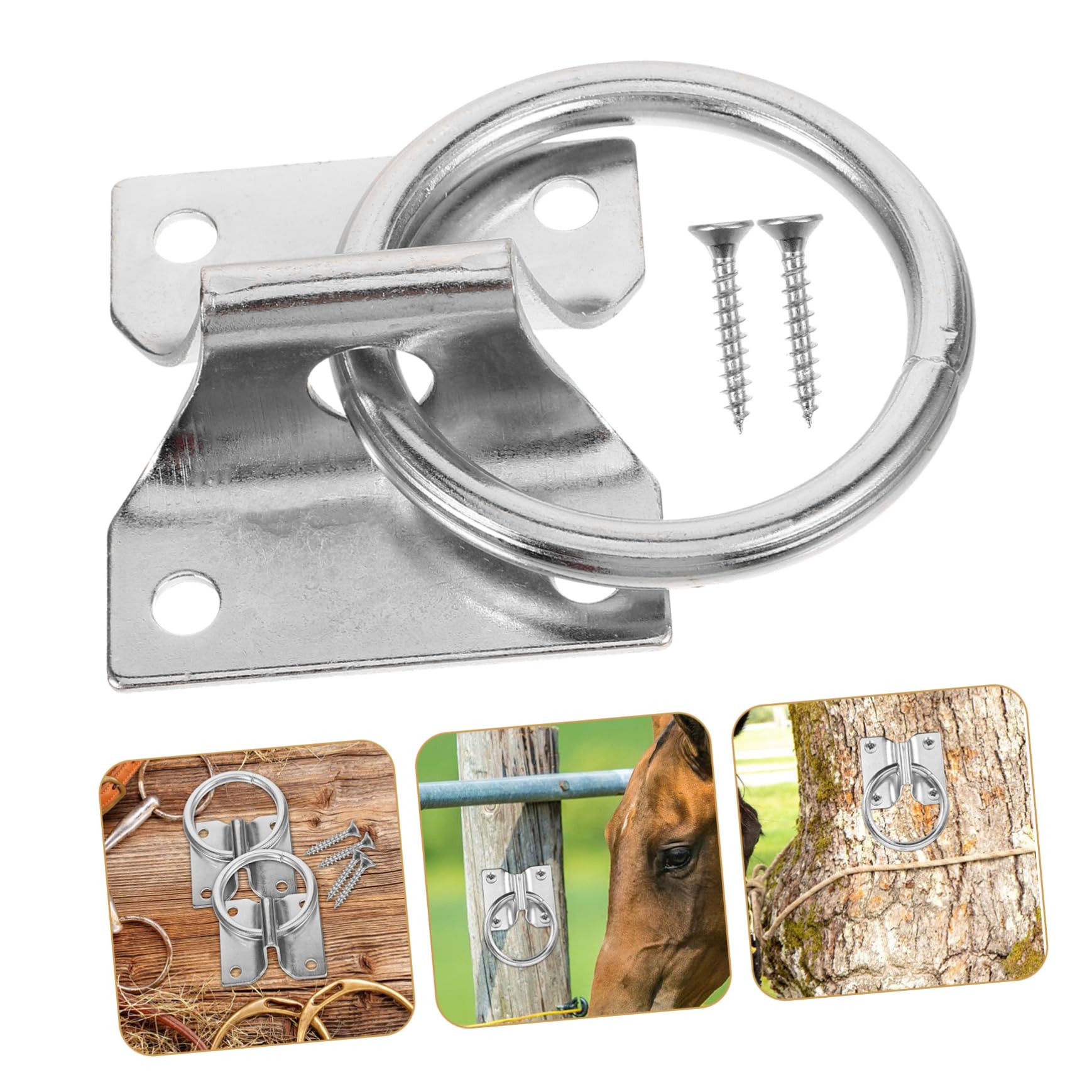 INOOMP 4 Pack Heavy Duty Horse Stall Tie Ring - Durable Buffering for Safe Horse Pulling & Tethering | Perfect for Barns, Stables & Trailering Scenes