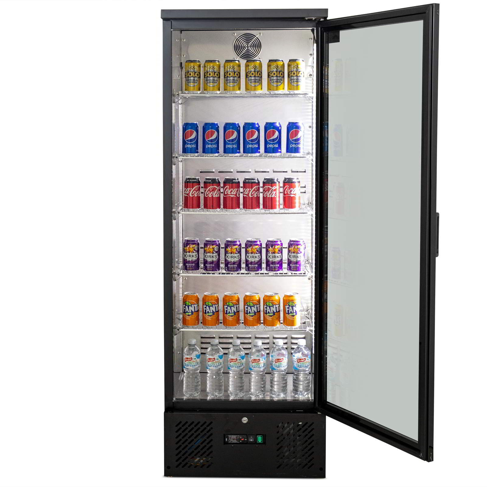 AG 300L Upright Glass Door Display Refrigerator - Commercial Backbar Fridge for Bars, Restaurants & Cafes - Energy Efficient Black Beverage Cooler - Perfect for Storing Drinks, Wine & Snacks