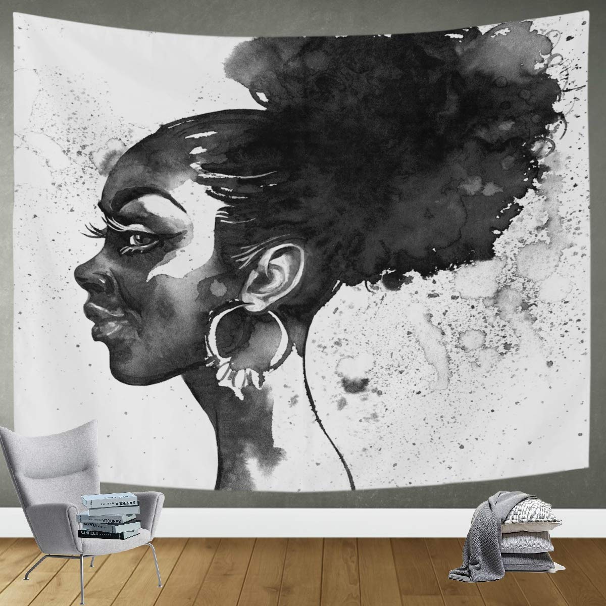 DOMIKING African Woman Wall Tapestry - 60x51in Large Bohemian Wall Hanging for Bedroom & Living Room Decor | Perfect for Boho Chic Home Decor, Dorm Room Aesthetic, and Festival Backdrop