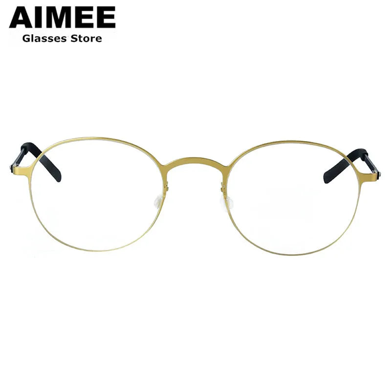 Aimee Women's Full Rim Round Screwless Titanium Eyeglasses - Lightweight & Durable Frame for Work, Reading & Everyday Use (Model 198808)