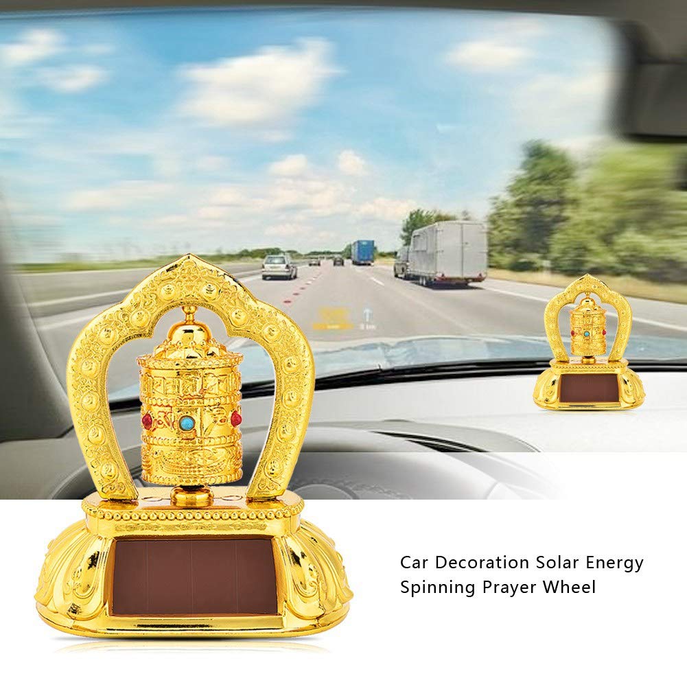 Solar Powered Tibetan Buddhist Prayer Wheel - Car Interior Decor & Spiritual Meditation Accessory | Perfect for Mindful Driving, Home Altar, and Meditation Spaces