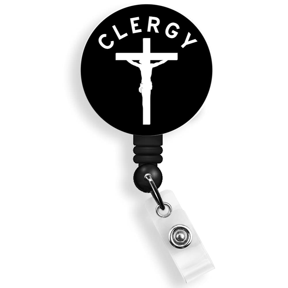 Retractable Clergy Pastor ID Badge Holder with Alligator Clip - Professional Name Card Reel for Church Services, Events & Ministry Work