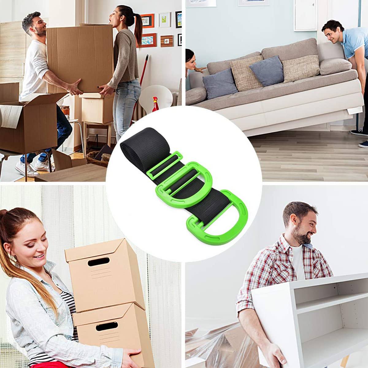 MOSOTON Heavy Duty Moving Straps - 2 Pack with 4 Free Safety Gloves - Secure Furniture, Mattress, Box Transport - Perfect for Home Moves, Storage & Delivery Services