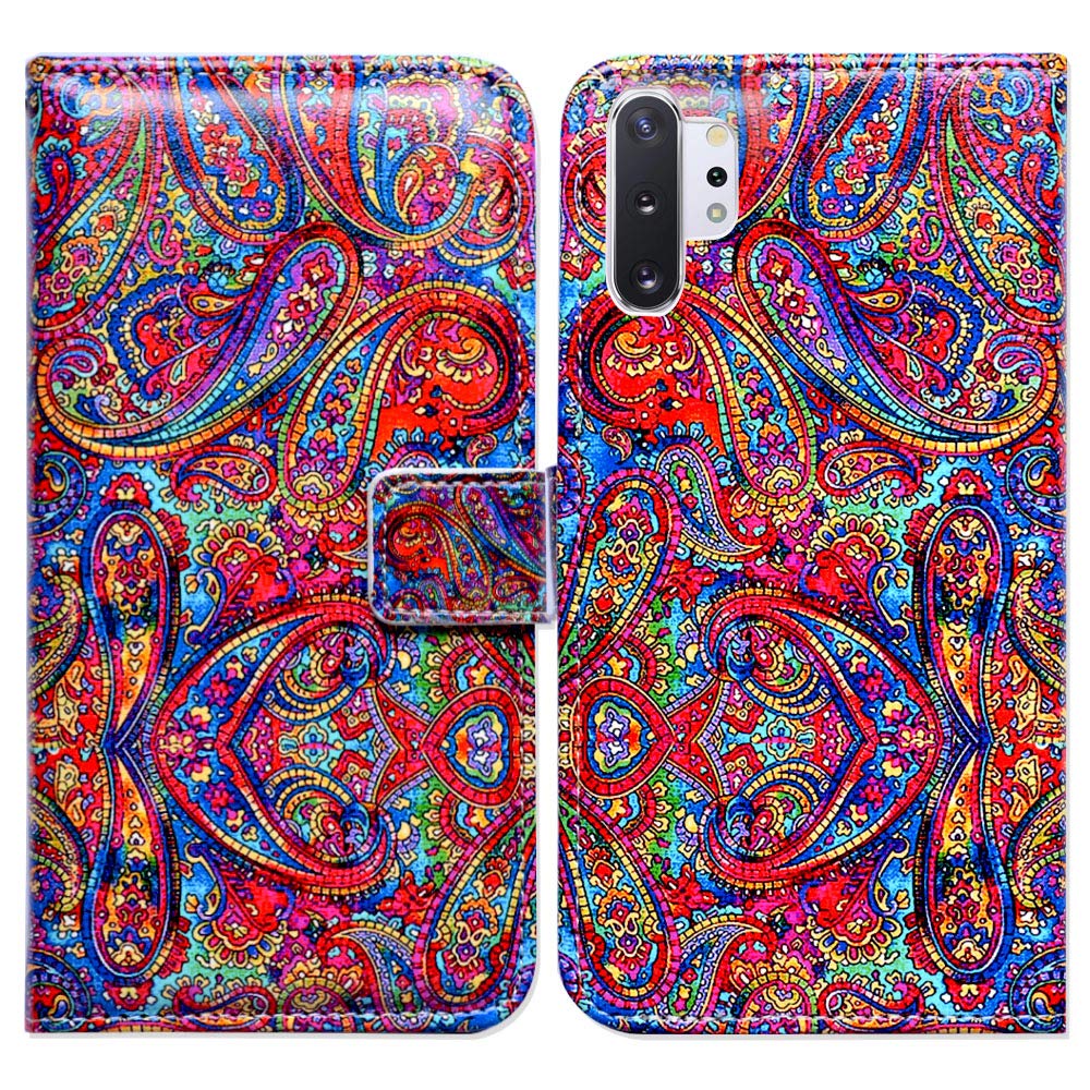 Samsung Galaxy Note 10 Plus Case - Premium Leather Flip Wallet Phone Cover with Card Slots & Kickstand | Paisley Design | Perfect for Business, Travel & Daily Protection (Compatible with Galaxy Note 10+)