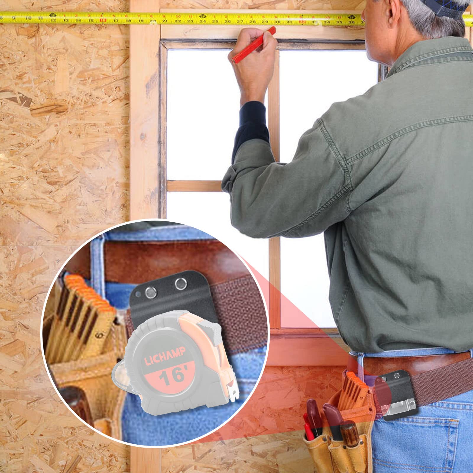 2 Inch Tactical Tape Measure Belt Holster - Heavy Duty Measuring Tape Holder with Clip Hook for Carpenters, Construction Workers & DIY Enthusiasts - Perfect for Tool Belts, Work Pants & Job Sites