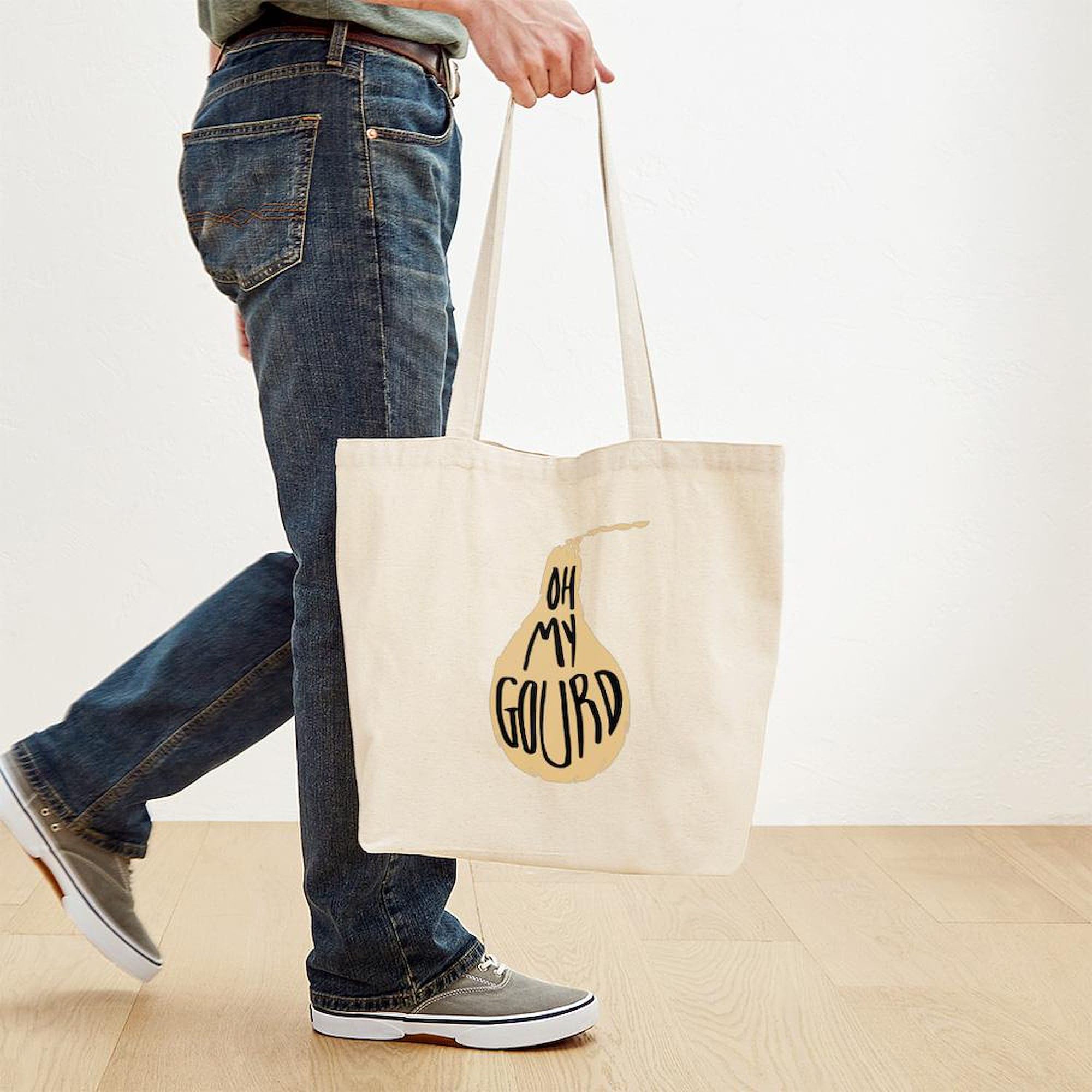 Eco-Friendly Oh My Gourd Canvas Tote Bag - Reusable Natural Cotton Shopping Bag for Groceries, Beach & Farmers Market