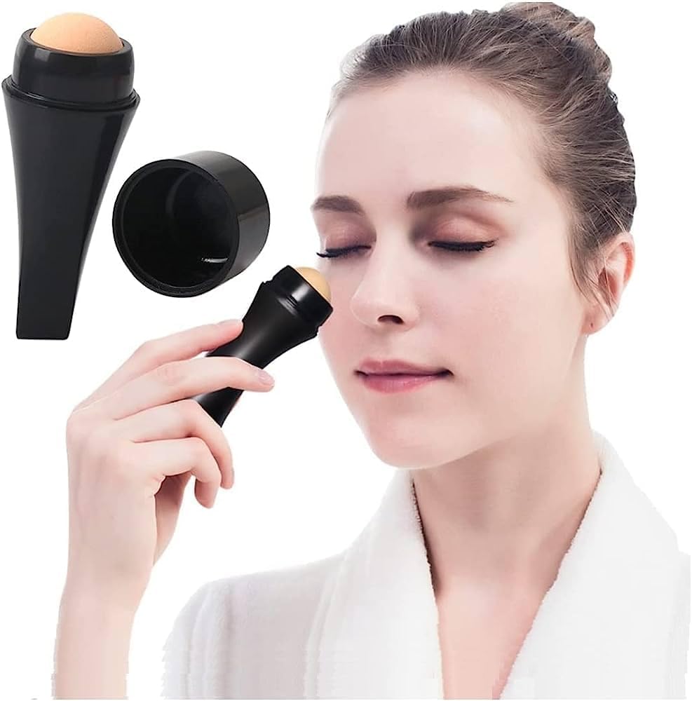 7Seas Volcanic Stone Face Roller - Reusable Oil Control Facial Massager for Oily Skin Care, Anti-Shine Skincare Tool with Oil-Absorbing Properties (Multicolor, 1Pc) | Perfect for Daily Skincare Routine, Gym Bag Essentials & Travel-Friendly Beauty Accessory