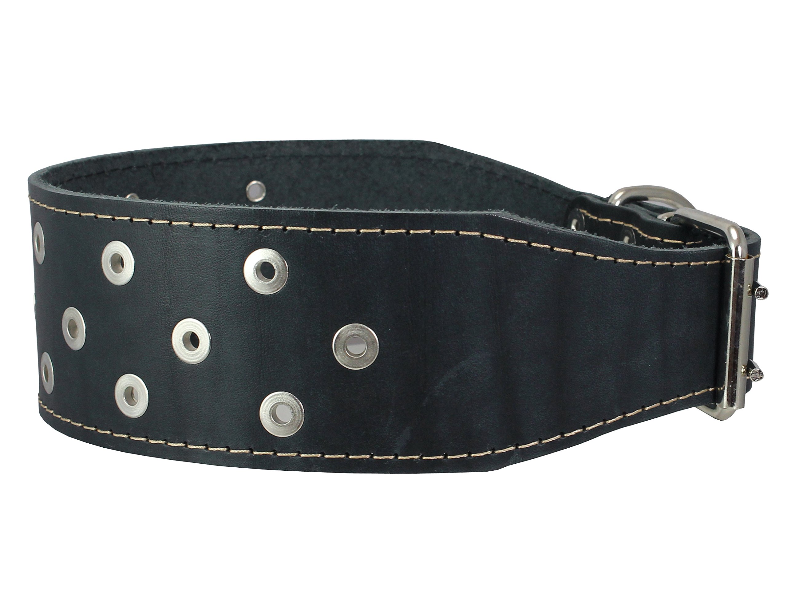 Extra Wide Heavy Duty Genuine Leather Studded Dog Collar for Large Breeds (23.5