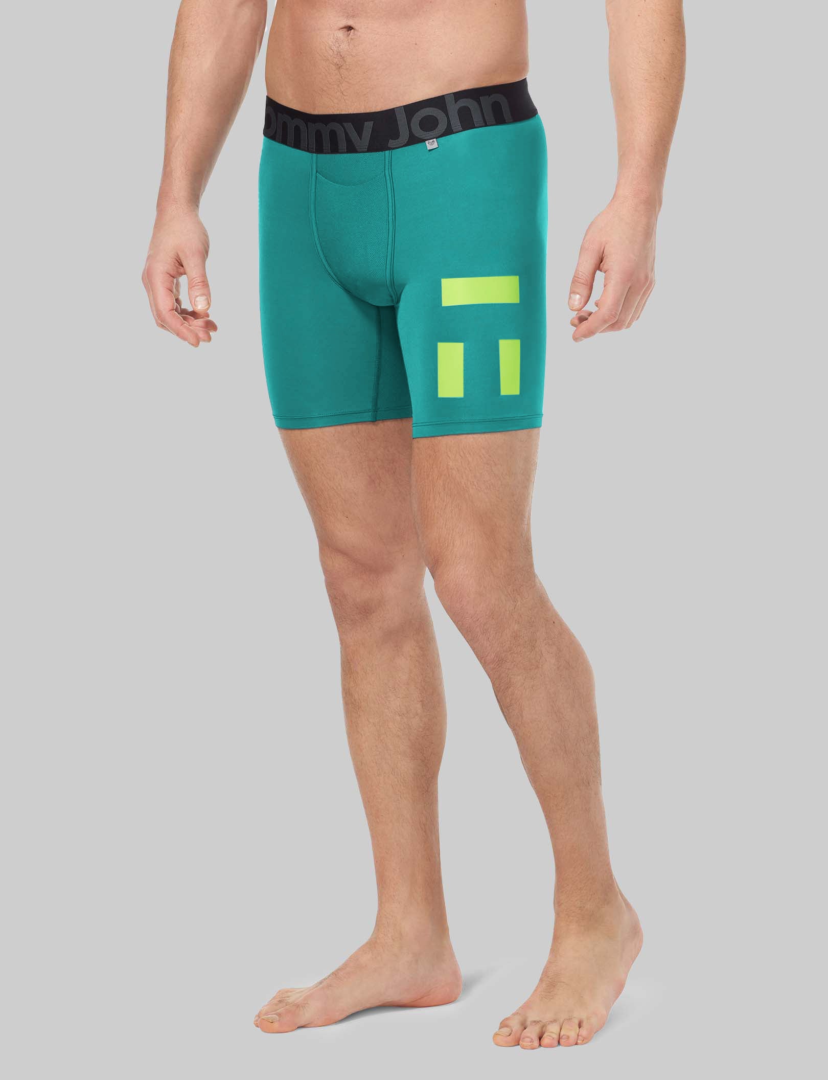 360 Sport Mid Length Boxer Briefs - 6 Pack Men's Breathable Moisture Wicking Underwear for Running, Gym & Active Lifestyle | Comfortable Stretch Fabric with Support Pouch