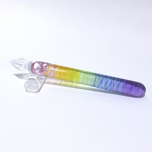 Japanese Glass Dip Pen - Rainbow, Short, Pink to Purple Gradient - Perfect Calligraphy & Handwriting Tool - Unique Gift for Writers, Artists & Stationery Lovers - Ideal for Journaling, Letter Writing & Creative Projects