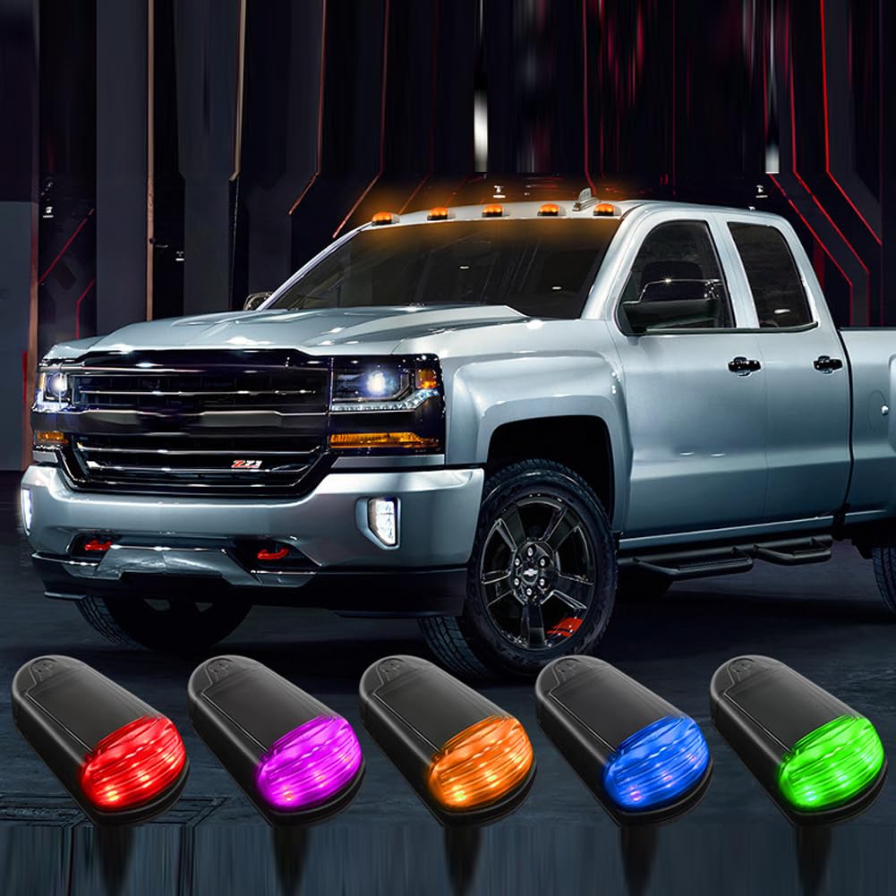 2024 Wireless Solar Cab Lights - 7 Colors App Control for Trucks (Black Shell) - Perfect for Night Driving
