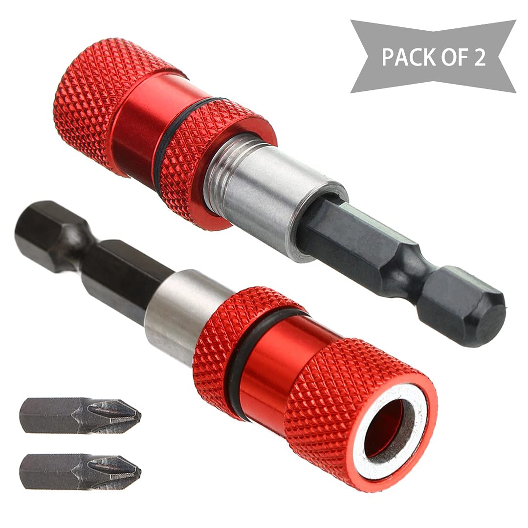 Saipor 2-Pack Magnetic Screwdriver Bit Holder - Adjustable Depth, 1/4