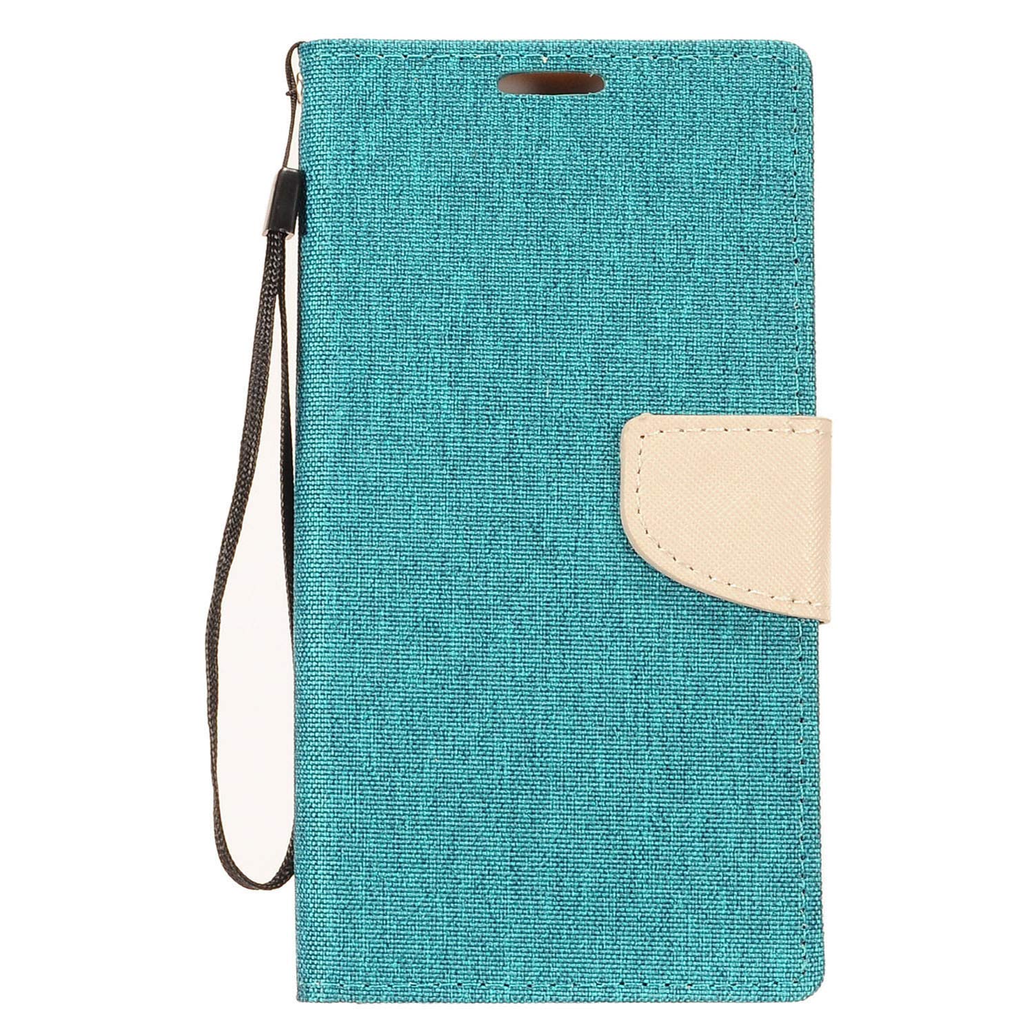 Z-GEN Denim Fabric Flip Wallet Phone Case for LG K40, Harmony 3, Xpression Plus 2 (2019) LM-X420 & LG Solo LTE L423DL - Stylish Protective Cover with Card Slots (Gray/Navy Blue) - Perfect for Everyday Use, Business & Travel