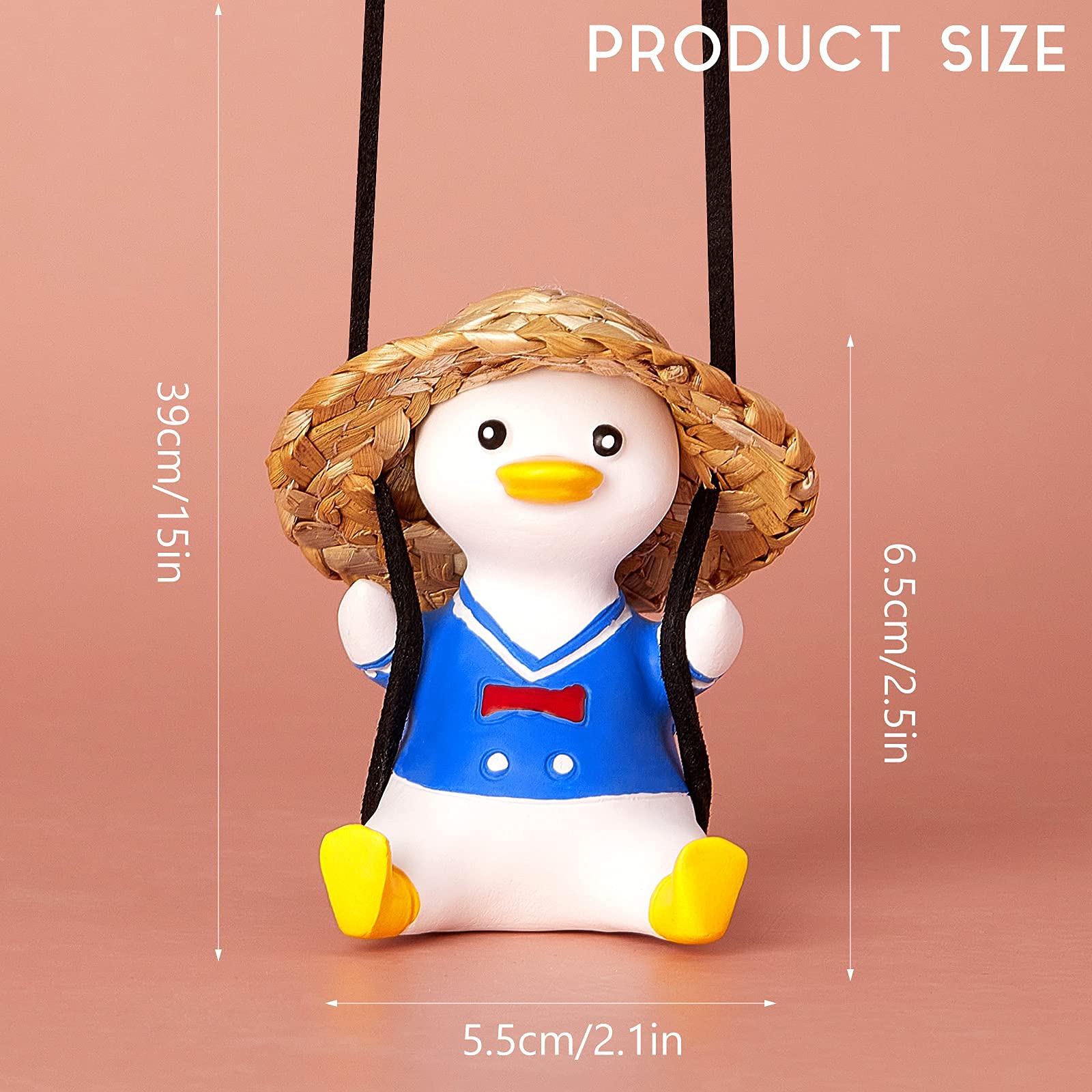 Cute Swing Duck Car Mirror Pendant - Fun Rearview Mirror Decor for Women & Men - Perfect for Road Trips & Daily Commute