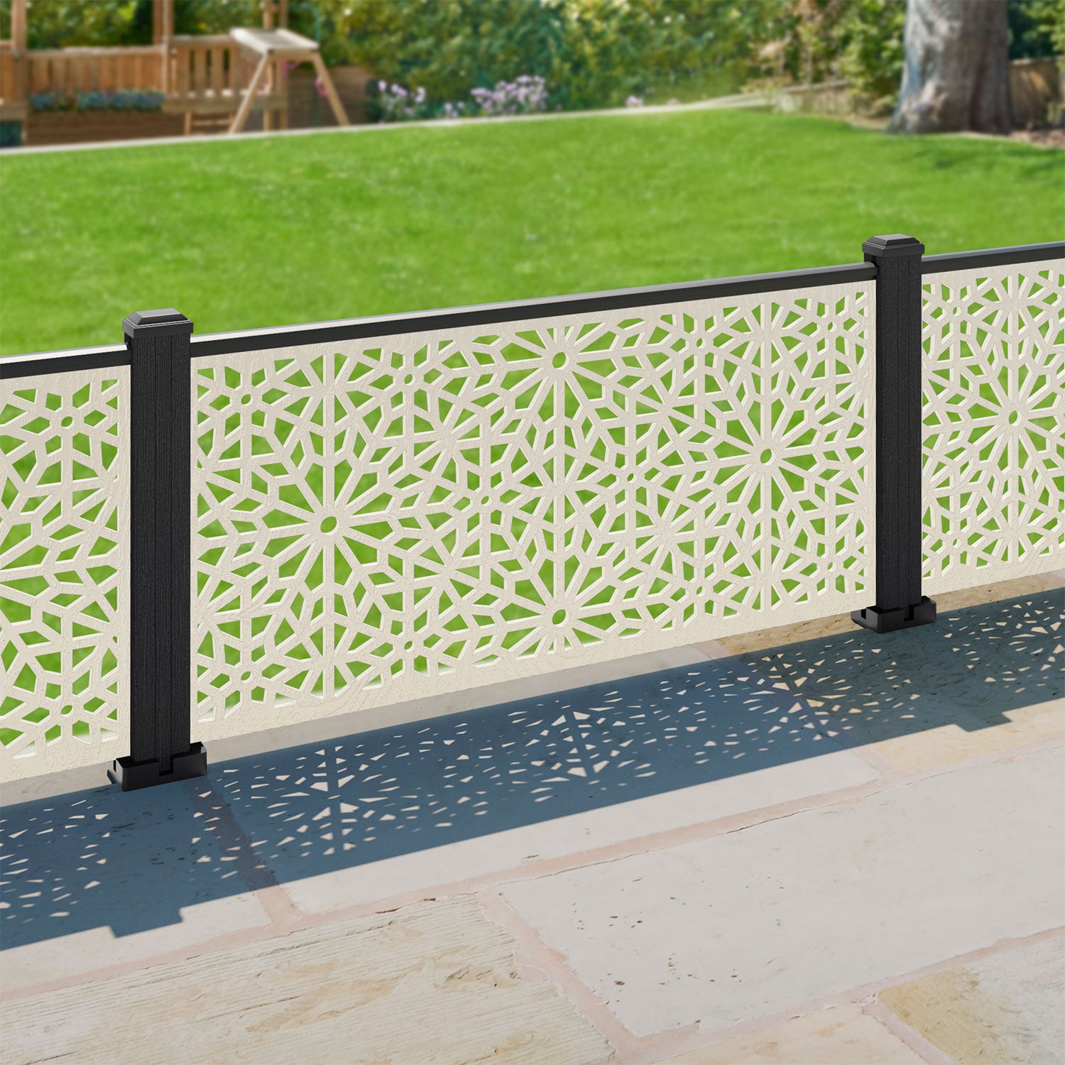 Alnara Decorative Fence 120x60cm with Composite Posts - Perfect for Garden, Yard, and Outdoor Landscape Decoration