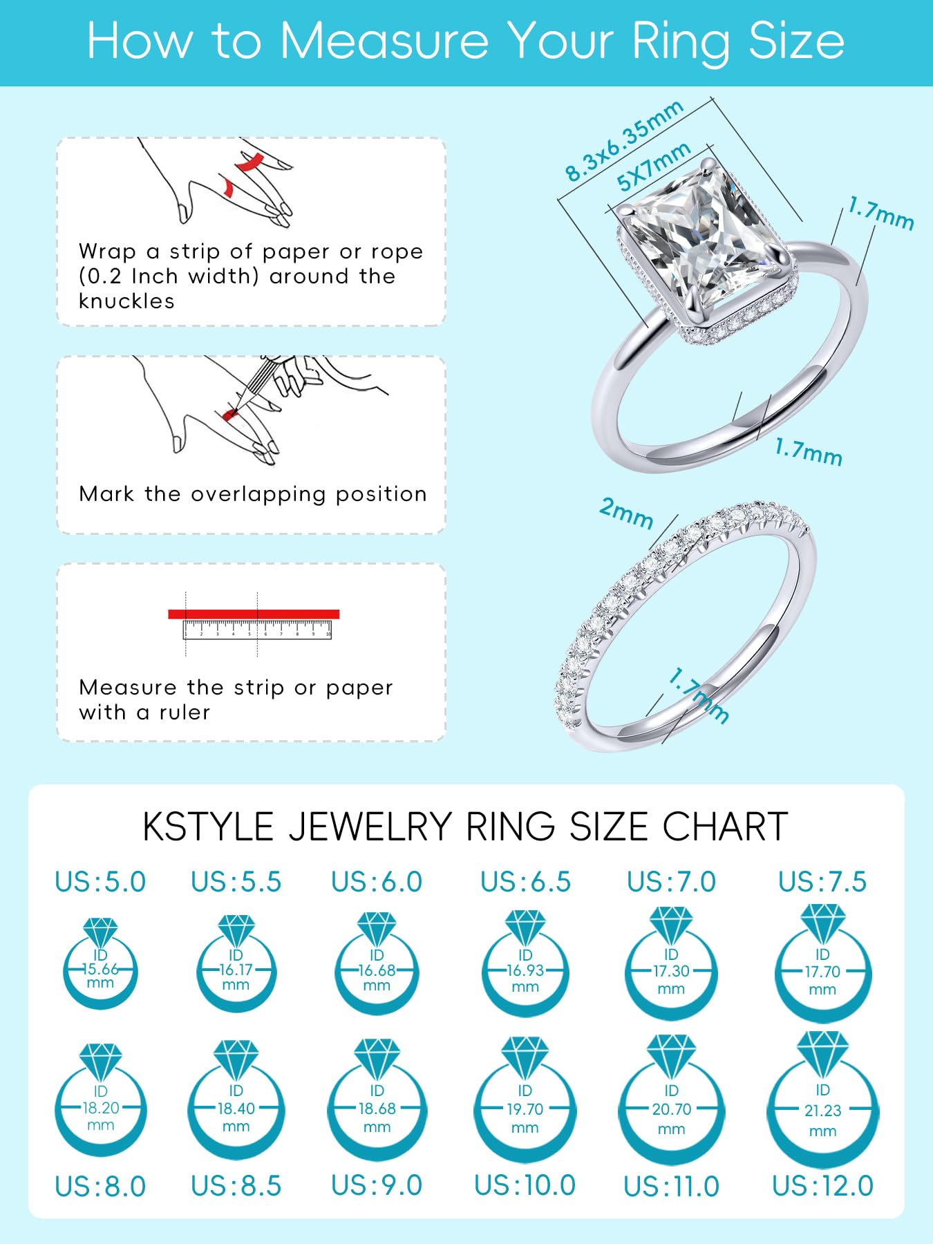 KSTYLE Classic 1.35-2.48CTTW Moissanite Wedding Ring Set for Women | D Color-VVS1 Clarity | 925 Sterling Silver & 18K White Gold Plated Engagement Rings | Bridal Jewelry Set, Promise Rings for Her | Perfect for Weddings, Anniversaries & Special Occasions