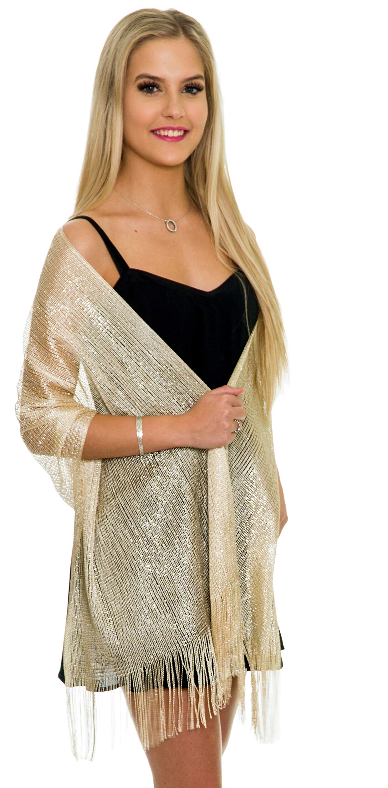 ShineGlitz Metallic Glitter Shawls & Wraps for Women - Elegant Evening Dress Accessories & Sparkling Wedding Gift - Perfect for Formal Events, Parties & Special Occasions