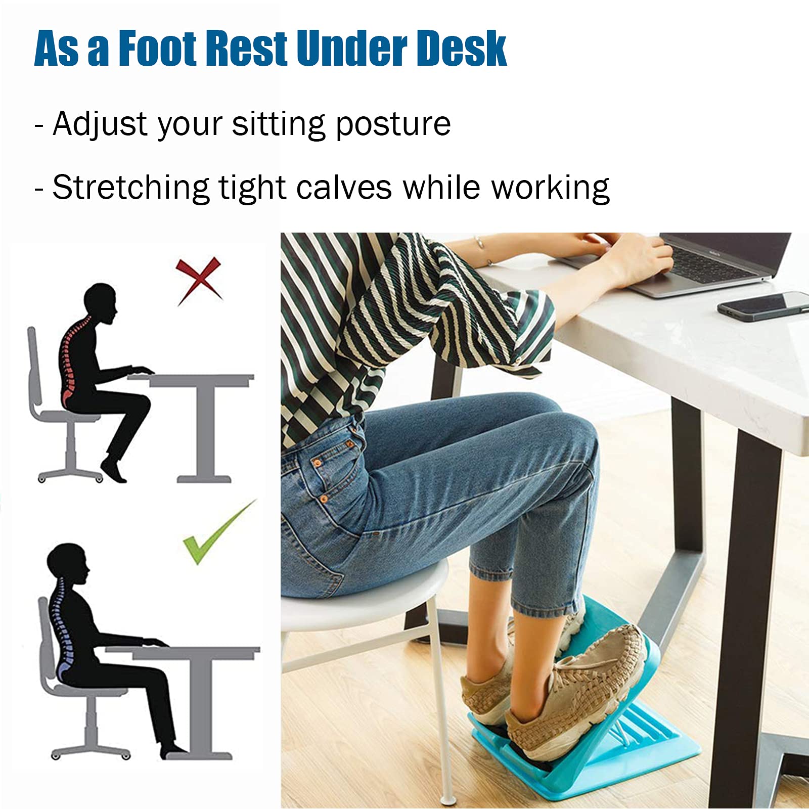 Adjustable Slant Board for Calf Stretching & Plantar Fasciitis Relief - Incline Stretch Board & Foot Stool for Strength Training & Leg Exercises - Perfect for Home Gym, Physical Therapy & Yoga Workouts
