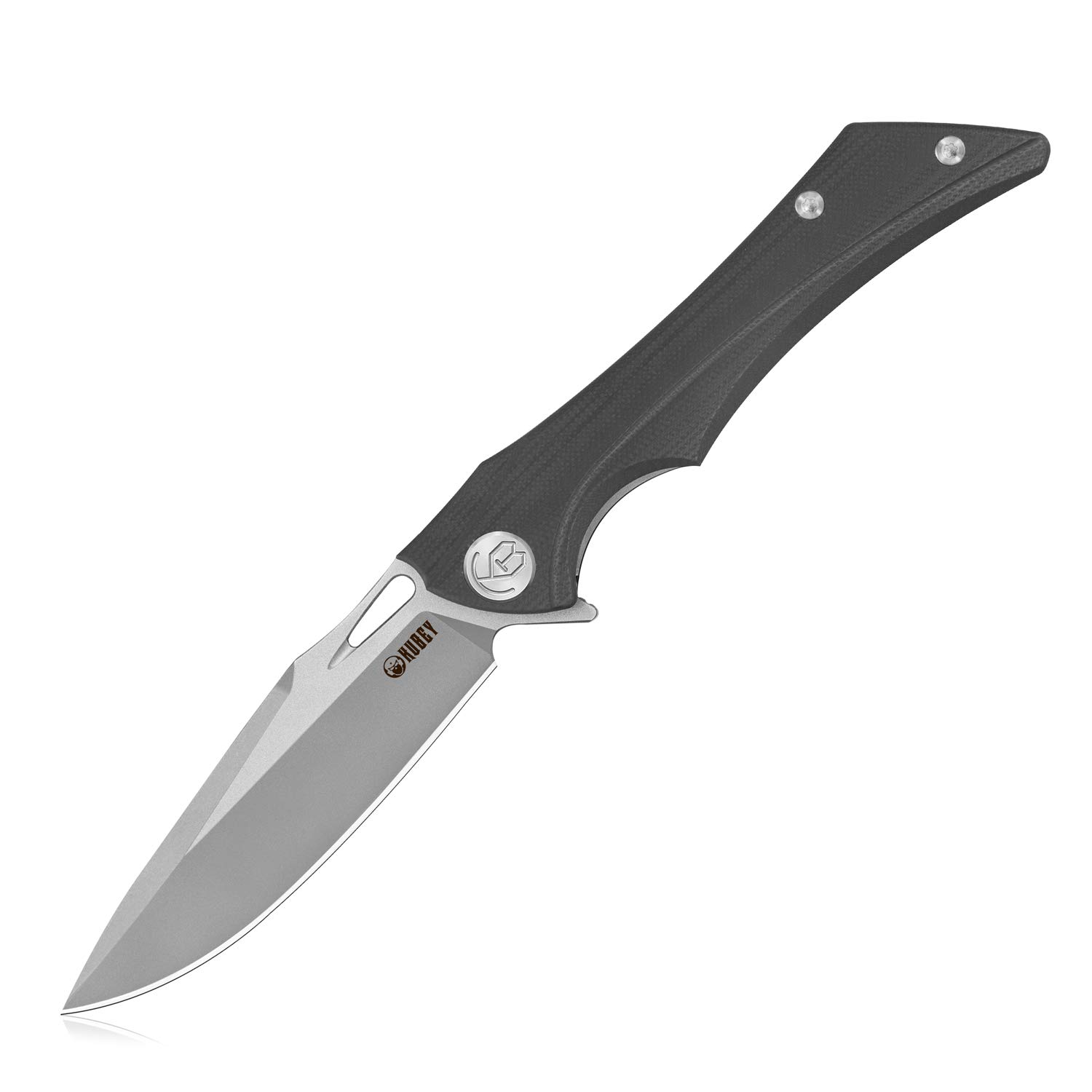 Kubey Raven Liner Lock Flipper Knife - 3.5 Inch Stainless Steel Blade with Black G10 Handle - EDC Pocket Knife for Camping, Hiking & Outdoor Activities
