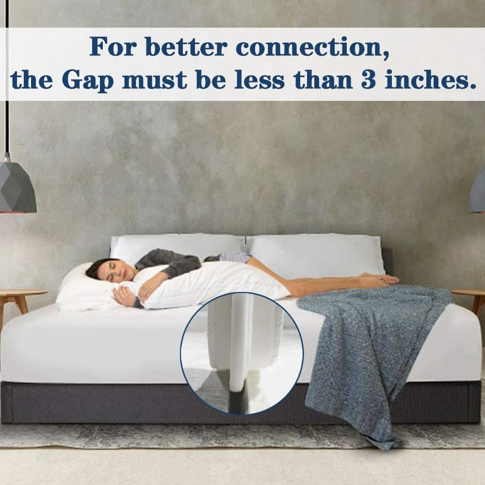 Memory Foam Bed Bridge Twin to King Converter Kit - Adjustable Gap Filler & Mattress Connector with Straps for Guest Stayovers (Includes Storage Bag) - Perfect for Spare Beds, Sleepovers & Home Hospitality - White