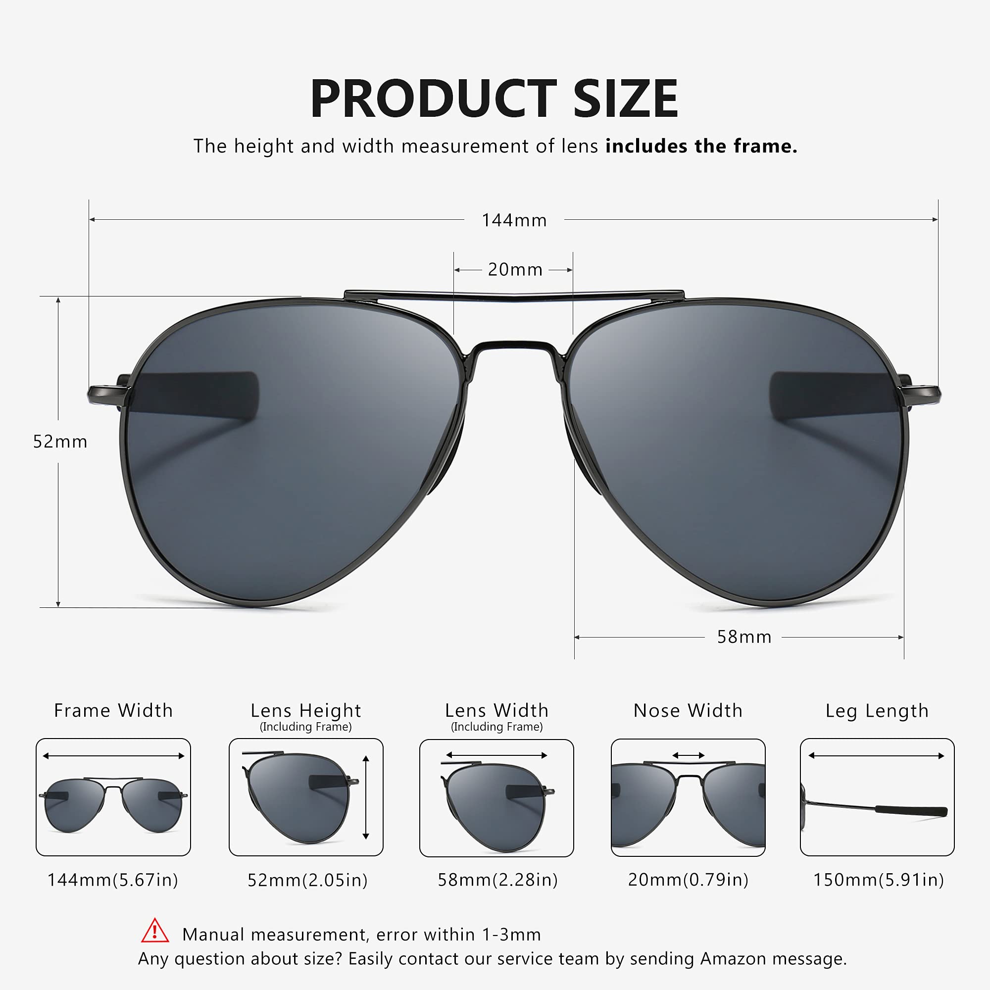 SUNGAIT Polarized Aviator Sunglasses for Men - Military Style, 100% UV400 Protection - Perfect for Driving, Outdoor Sports & Fashion Accessories