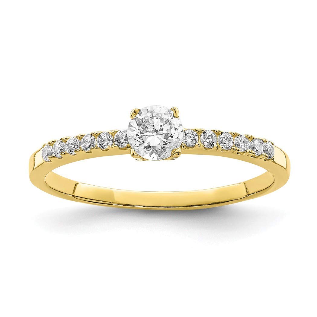 10K Gold CZ Cubic Zirconia Simulated Diamond Ring for Women - Size 7 Elegant Jewelry Gift for Anniversary, Engagement & Special Occasions